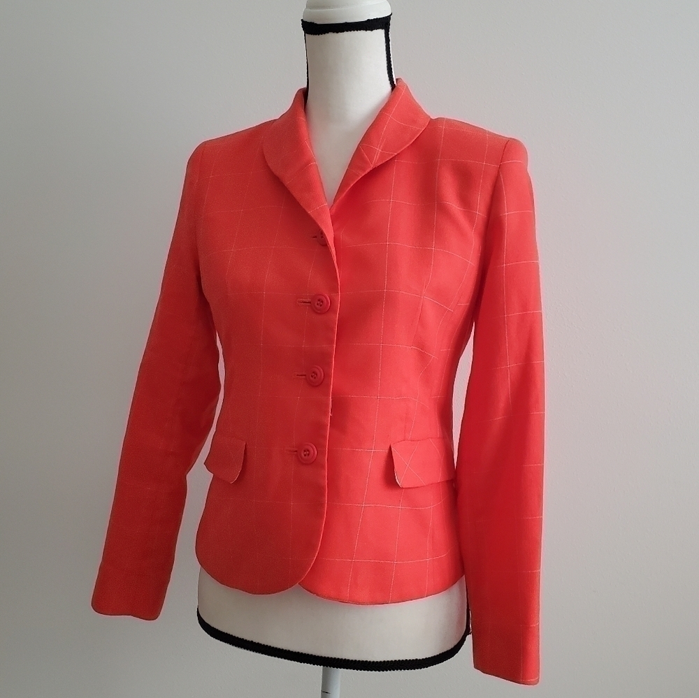 Pendleton Virgin Wool Plaid Blazer Jacket In Oran… - image 3